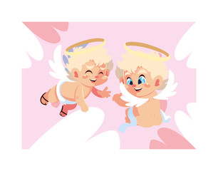 cute cupid angels , valentines day