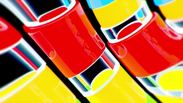 Abstract 3d rendering with pipes, animated background with moving geometric shapes.  Seamless 4k video.