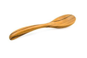 Close-up of Brown wooden spoon isolated on white background with clipping path.