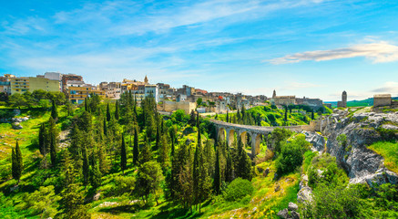 Fototapeta premium Gravina in Puglia ancient town, bridge and canyon. Apulia, Italy.