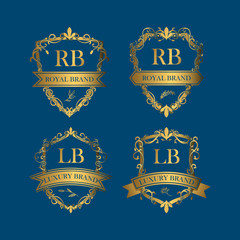 Fototapeta premium Golden Badges Luxury with Decorative Ornament