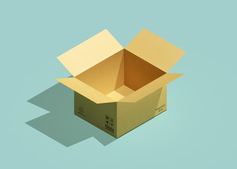 Cardboard box isometric view. 3d rendering