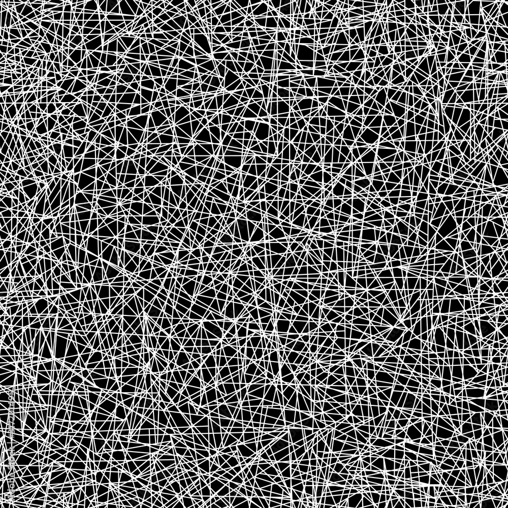 Poster Seamless background pattern. Random lines on black background. Vector image.