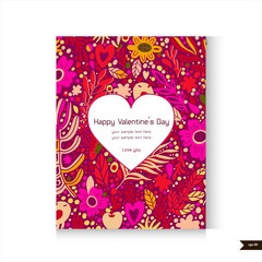 I Love You postcard with abstract flowers 