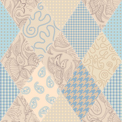 Seamless background pattern. Beige patchwork pattern. Vector image