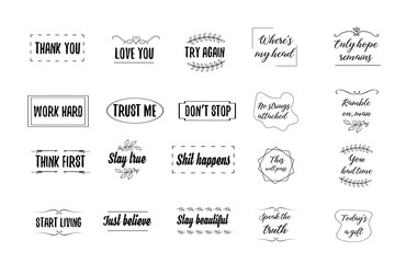 Set of 20 vector Motivation Inspiring Quotes. Ready to post in social media, brochure, magazine. 