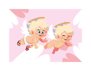 cute cupid angels , valentines day