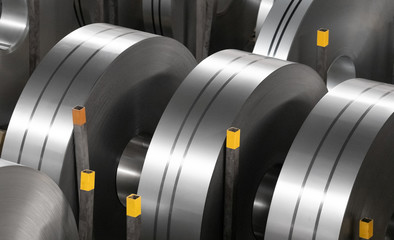 parts of steel coils in warehouse, heavy industries