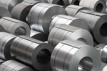 amount of steel coils in warehouse, heavy industries - 317202889
