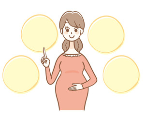 Illustration of a pregnant woman and copy space