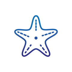 starfish animal marine life thick line blue