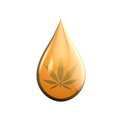 CBD oil drop from marijuana cannabis plant. 3D Rendering