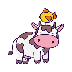 cow with chicken in head farm animal cartoon