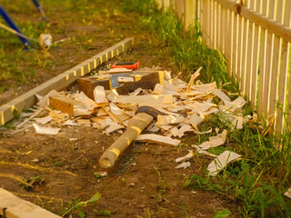 an axe lies among the shavings, Russia