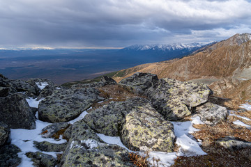 The first snow in the mountains of East Sayan