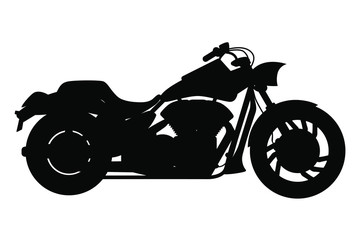 Obraz premium Black silhouette of chopper motorcycle isolate on white background. Sign or symbol of bike. Vector illustration