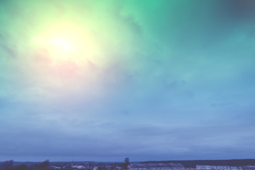 Colorful cloudy sky at sunset. Gradient color. Sky texture. Abstract natural background