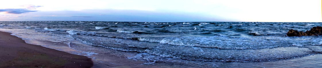 Naklejka na ściany i meble Panorama Cape Kolka, baltic sea, famous place in Latvia