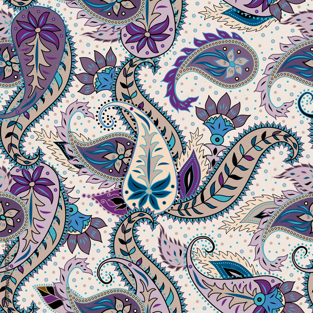Poster paisley pattern. seamless pattern in indian style. texture of fabric. vector image.