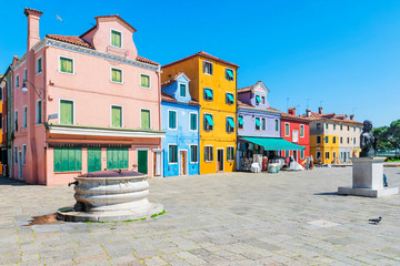 Fototapeta na wymiar Galuppi Square on Burano island in Venice, Italy