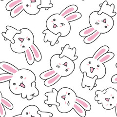 Cute pattern with rabbit concept in the white backdrop.
