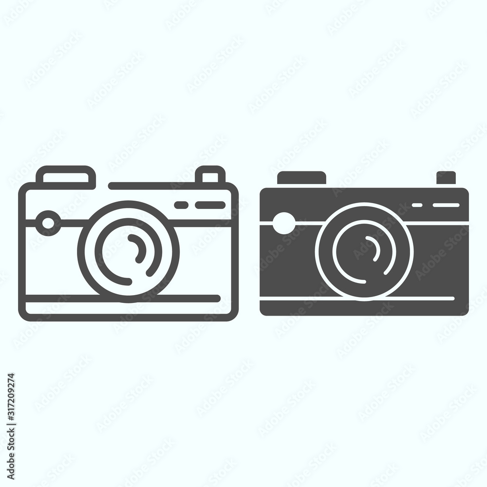 Aufkleber camera line and solid icon. device to record photo vector illustration isolated on white. photo came