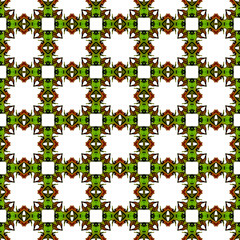 Orange green geometric seamless pattern. Hand draw