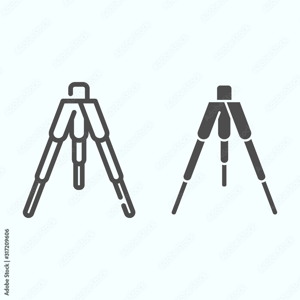 Aufkleber tripod line and solid icon. tripod without camera vector illustration isolated on white. camera trip