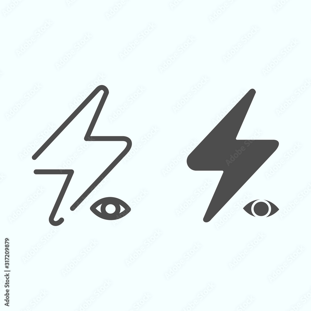 Poster camera flash line and solid icon. camera or phone flash vector illustration isolated on white. light