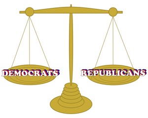 Vector ilustration of gold scale which can be used like a symbol of decission between two choices for President election in USA