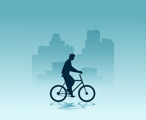 Fototapeta na wymiar Man riding a bicycle. Vector illustration