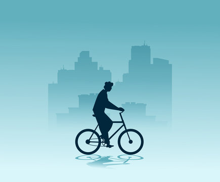 Man riding a bicycle. Vector illustration