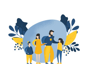 Family illustration flat design style of isolated characters on white background.