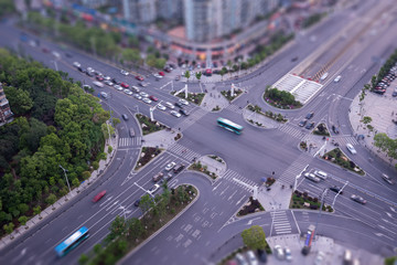 traffic on junction in city