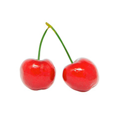 Two red cherry berry isolated white background