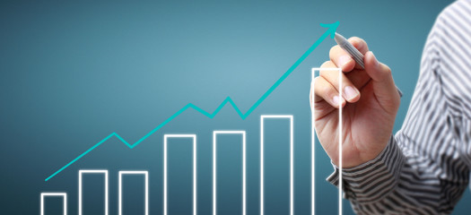 Hand drawing  chart, graph stock of growth