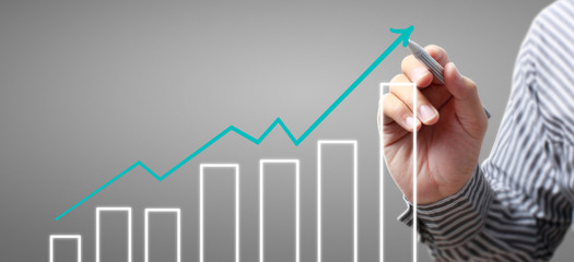 Hand drawing  chart, graph stock of growth