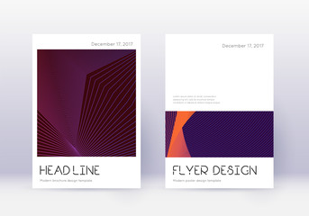 Minimal cover design template set. Violet abstract