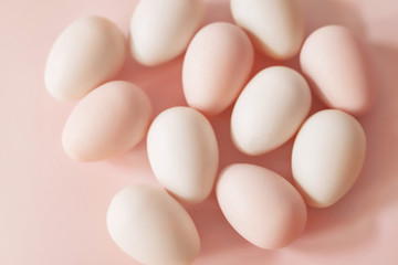 Pink easter eggs. Background with easter eggs. Easter Greeting Card Template. Happy easter concept.