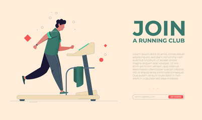 Running man in motion.Training outdoor flat vector.