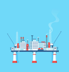 Flat vector Oil Platform Oil Industry