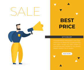 Online shopping salesman flat vector image