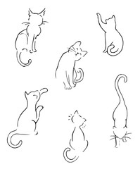 set of silhouettes of cats