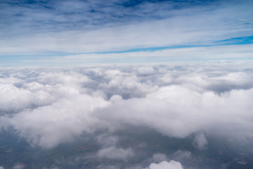 Naklejka na ściany i meble Big Blue sky and Cloud Top view from airplane window,Nature background