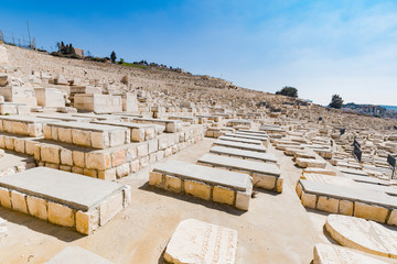 View of Mount of Olives, Jewish Cemetery. in Jerusalem, Israel.