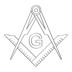 vector icon with Masonic Square and Compasses for your design