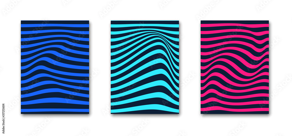 Poster Abstract design with optical illusion stripe pattern.