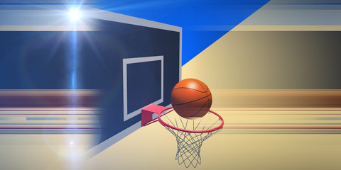 Abstract background  basketball backboard and ball with lines. Futuristic sport concept.