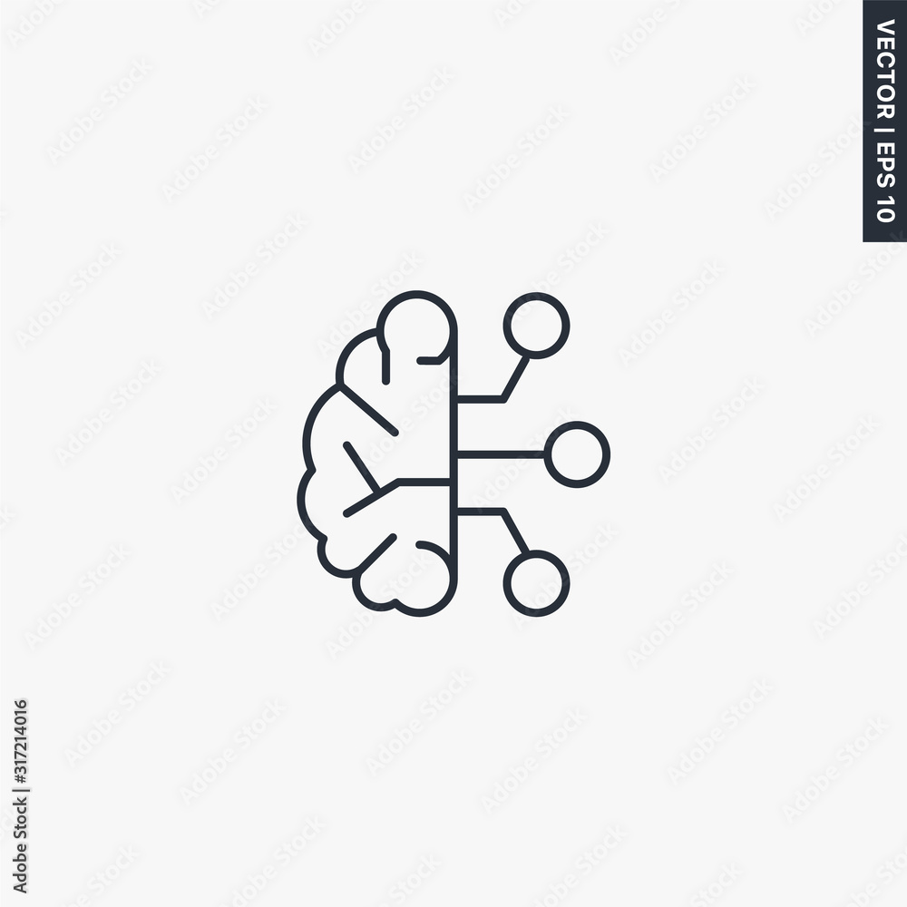 Poster artificial intelligence, linear style sign for mobile concept and web design