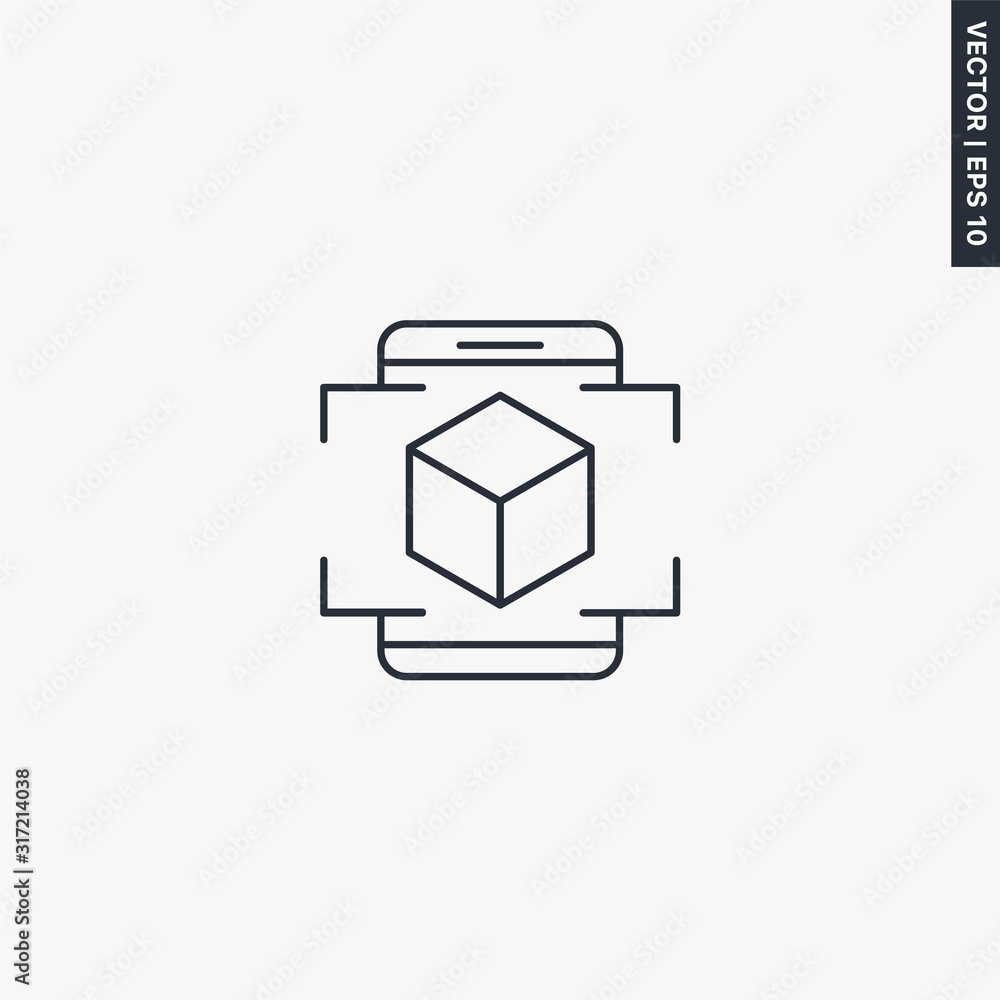 Aufkleber augmented reality base, linear style sign for mobile concept and web design